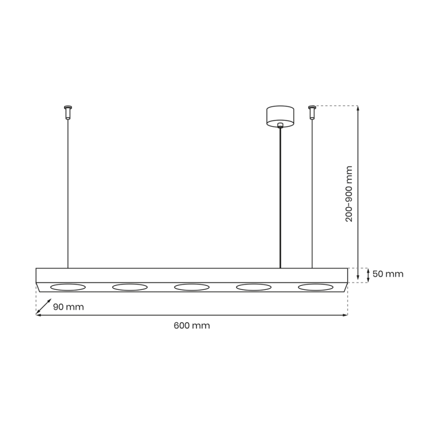 Hanglamp aan een koord ALEXANDER 5xGX53/12W/230V zwart