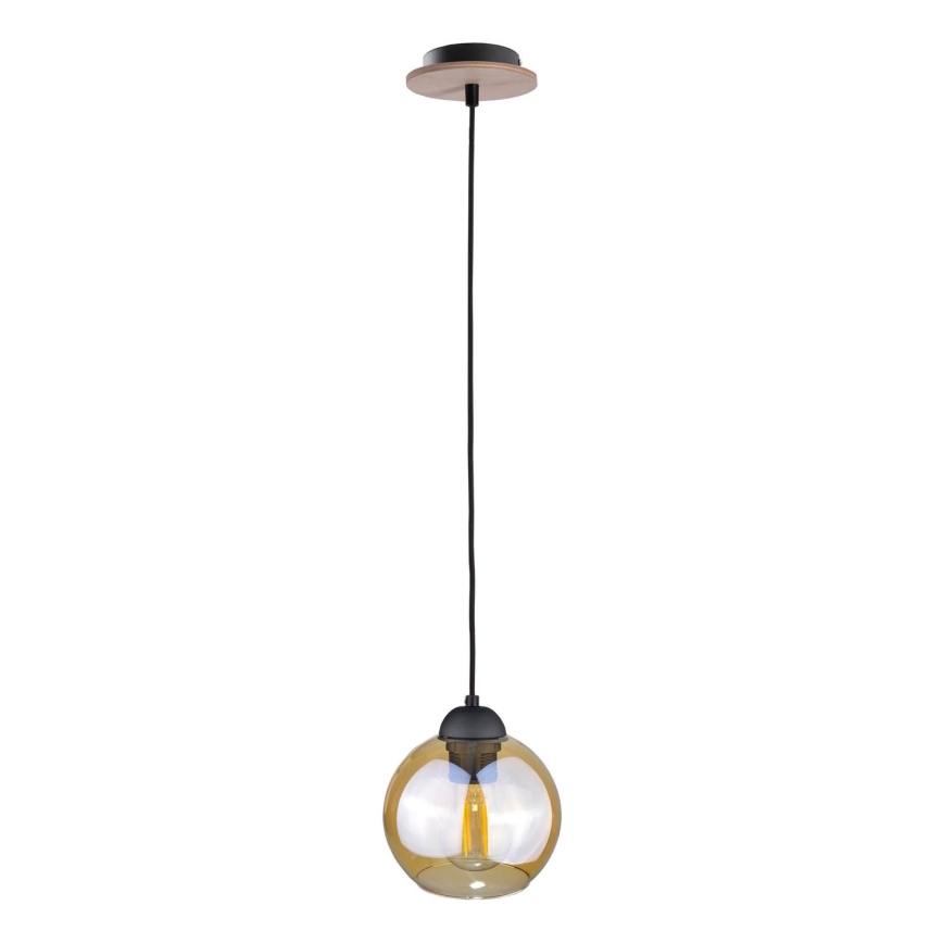 Hanglamp aan een koord AMBRE WOOD 1xE27/60W/230V