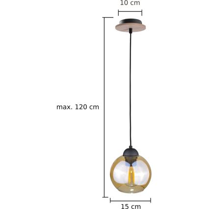 Hanglamp aan een koord AMBRE WOOD 1xE27/60W/230V