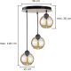 Hanglamp aan een koord AMBRE WOOD 3xE27/60W/230V diameter 30 cm