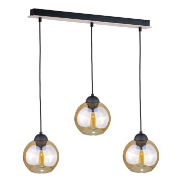 Hanglamp aan een koord AMBRE WOOD 3xE27/60W/230V