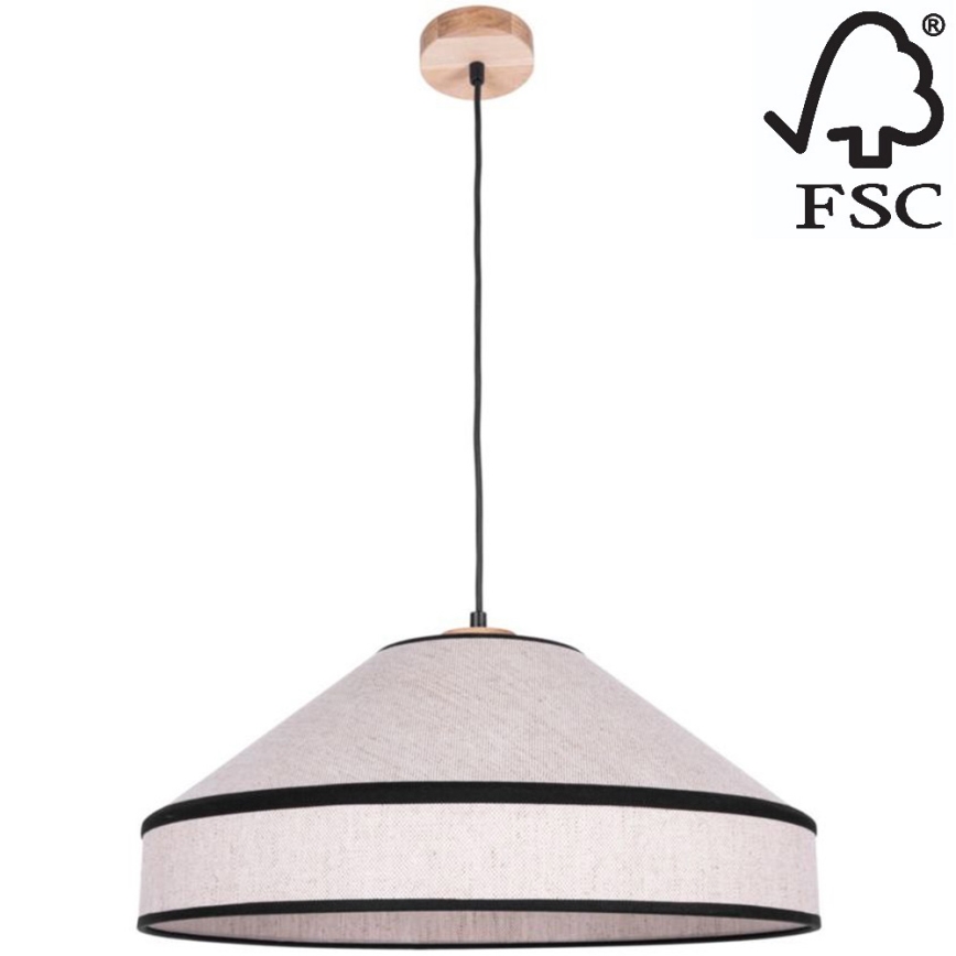 Hanglamp aan een koord AMIGO 1xE27/60W/230V eiken – FSC gecertificeerd