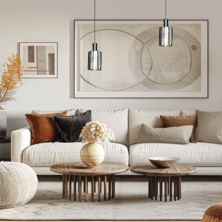 Hanglamp aan een koord ARCADIA 1xE27/60W/230V diameter 13 cm zwart/gerookt