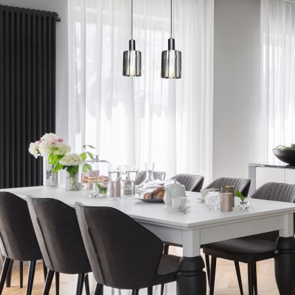 Hanglamp aan een koord ARCADIA 1xE27/60W/230V diameter 13 cm zwart/gerookt