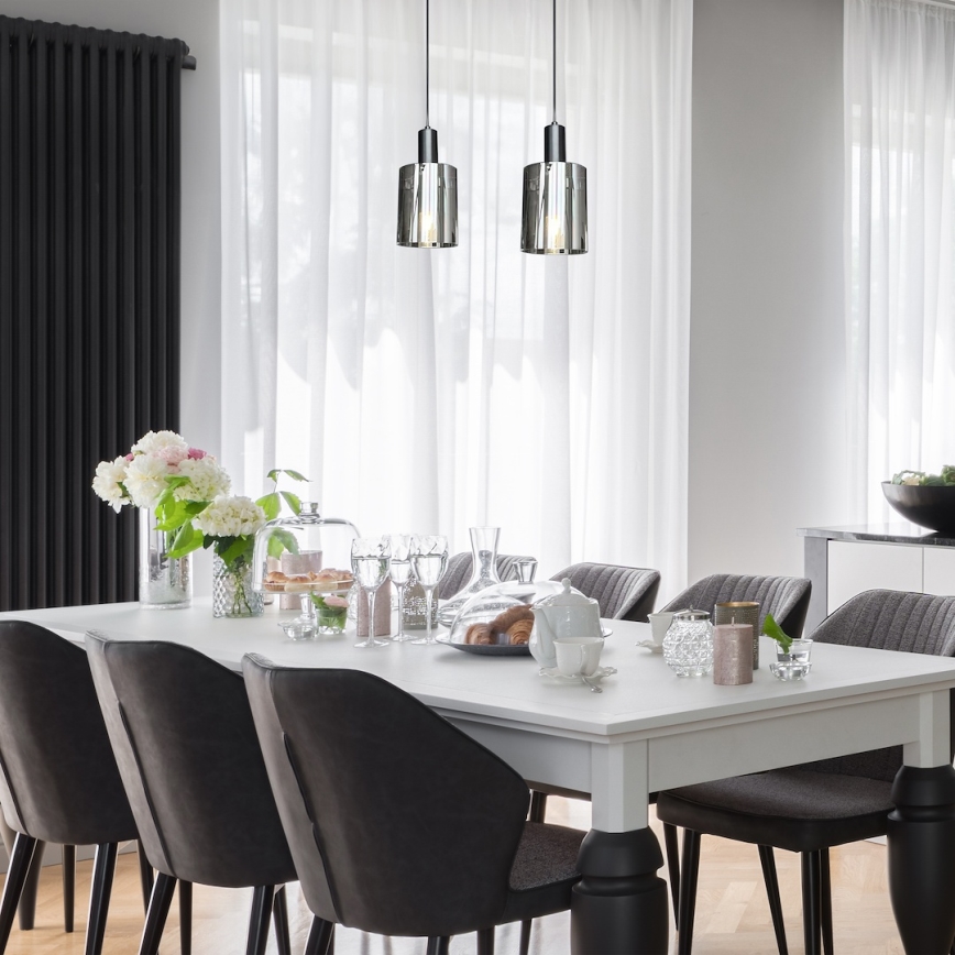 Hanglamp aan een koord ARCADIA 1xE27/60W/230V diameter 13 cm zwart/gerookt