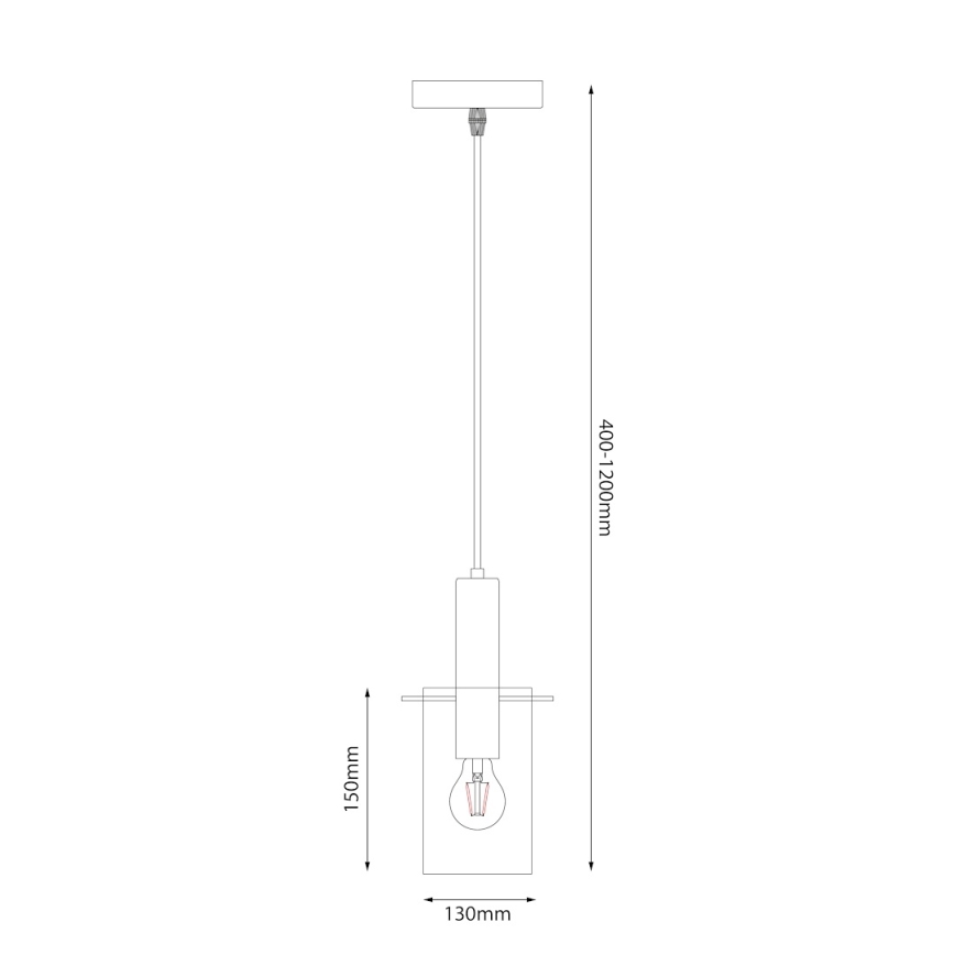 Hanglamp aan een koord ARCADIA 1xE27/60W/230V diameter 13 cm zwart/gerookt