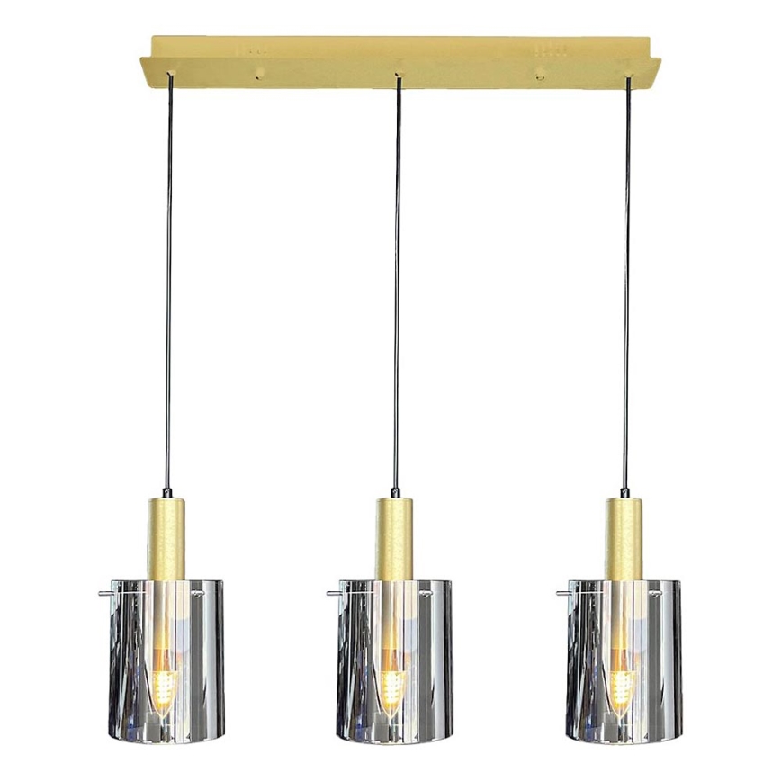 Hanglamp aan een koord ARCADIA 3xE27/60W/230V goud/gerookt