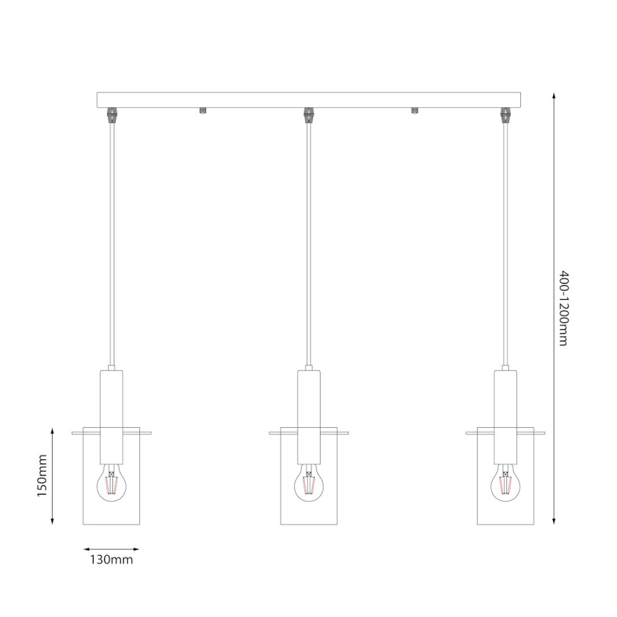 Hanglamp aan een koord ARCADIA 3xE27/60W/230V zwart/gerookt