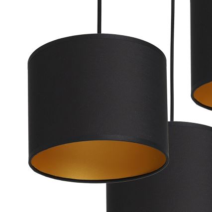 Hanglamp aan een koord ARDEN 3xE27/60W/230V zwart/goud