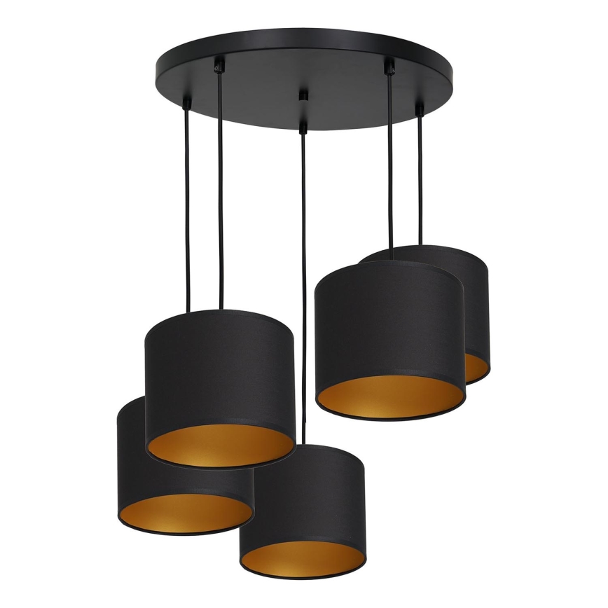 Hanglamp aan een koord ARDEN 5xE27/60W/230V zwart/gouden