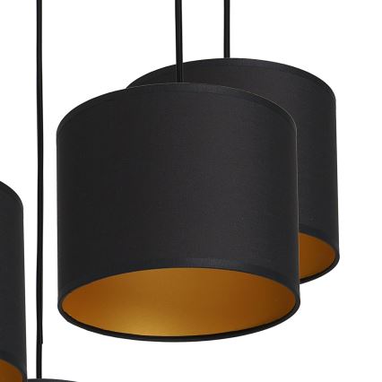 Hanglamp aan een koord ARDEN 5xE27/60W/230V zwart/gouden