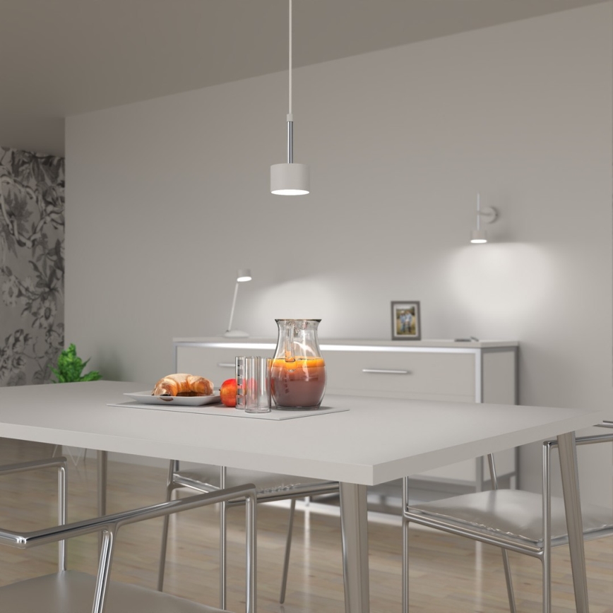 Hanglamp aan een koord ARENA 1xGX53/11W/230V wit/glanzend chroom