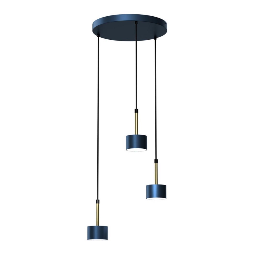 Hanglamp aan een koord ARENA 3xGX53/11W/230V blauw/goud