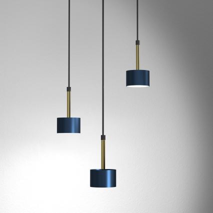 Hanglamp aan een koord ARENA 3xGX53/11W/230V blauw/goud