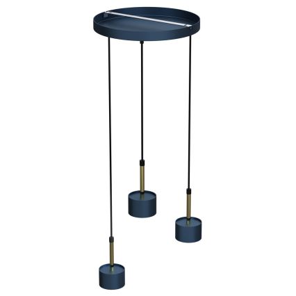 Hanglamp aan een koord ARENA 3xGX53/11W/230V blauw/goud