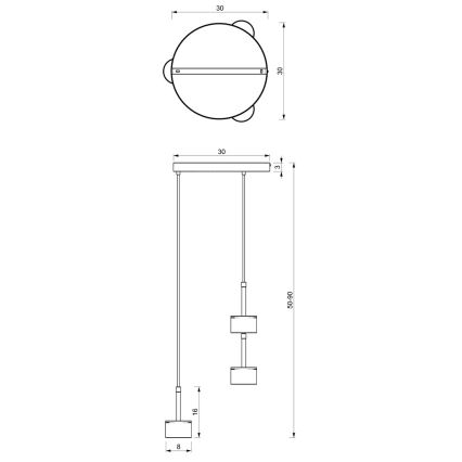 Hanglamp aan een koord ARENA 3xGX53/11W/230V wit/chroom