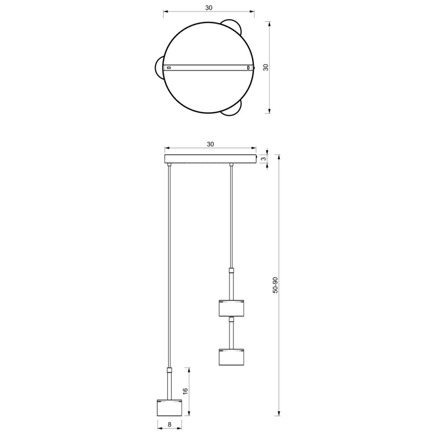 Hanglamp aan een koord ARENA 3xGX53/11W/230V zwart/goud