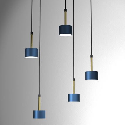 Hanglamp aan een koord ARENA 5xGX53/11W/230V blauw/goud