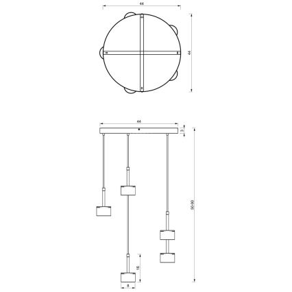 Hanglamp aan een koord ARENA 5xGX53/11W/230V wit/chroom