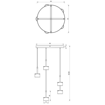 Hanglamp aan een koord ARENA 5xGX53/11W/230V wit/goud