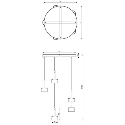 Hanglamp aan een koord ARENA 5xGX53/11W/230V zwart/glanzend chroom