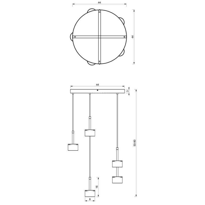 Hanglamp aan een koord ARENA 5xGX53/11W/230V zwart/glanzend chroom