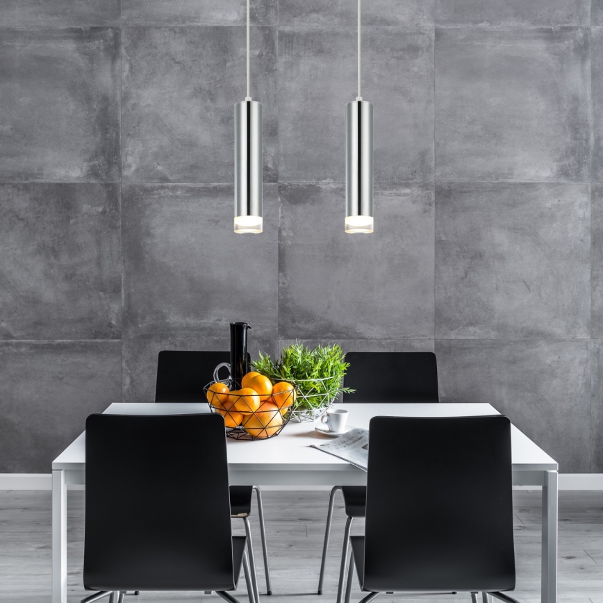 Hanglamp aan een koord ARMIN 2xGU10/10W/230V glanzend chroom