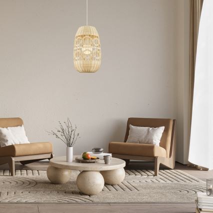 Hanglamp aan een koord ARONA 1xG9/9W/230V diameter 40 cm rotan/beige