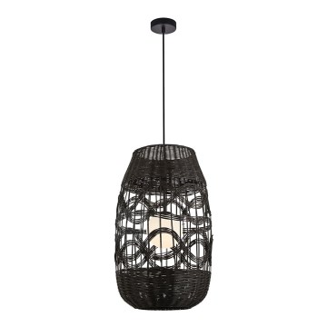 Hanglamp aan een koord ARONA 1xG9/9W/230V diameter 40 cm rotan/zwart