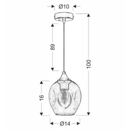 Hanglamp aan een koord ASPA 1xE27/40W/230V zwart