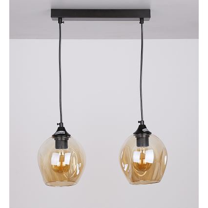 Hanglamp aan een koord ASPA 2xE27/40W/230V zwart