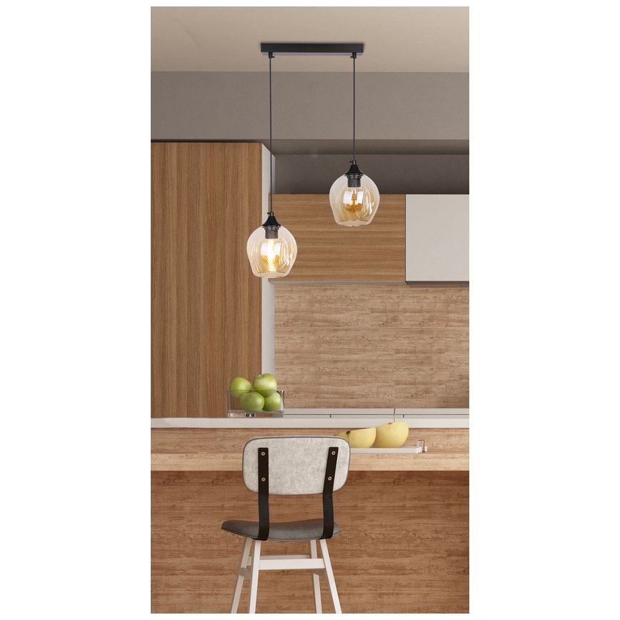 Hanglamp aan een koord ASPA 2xE27/40W/230V zwart