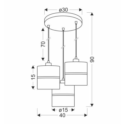 Hanglamp aan een koord ASSAM 3xE27/60W/230V zwart