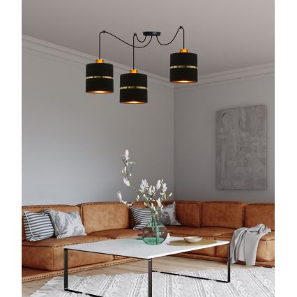 Hanglamp aan een koord ASSAM 3xE27/60W/230V zwart