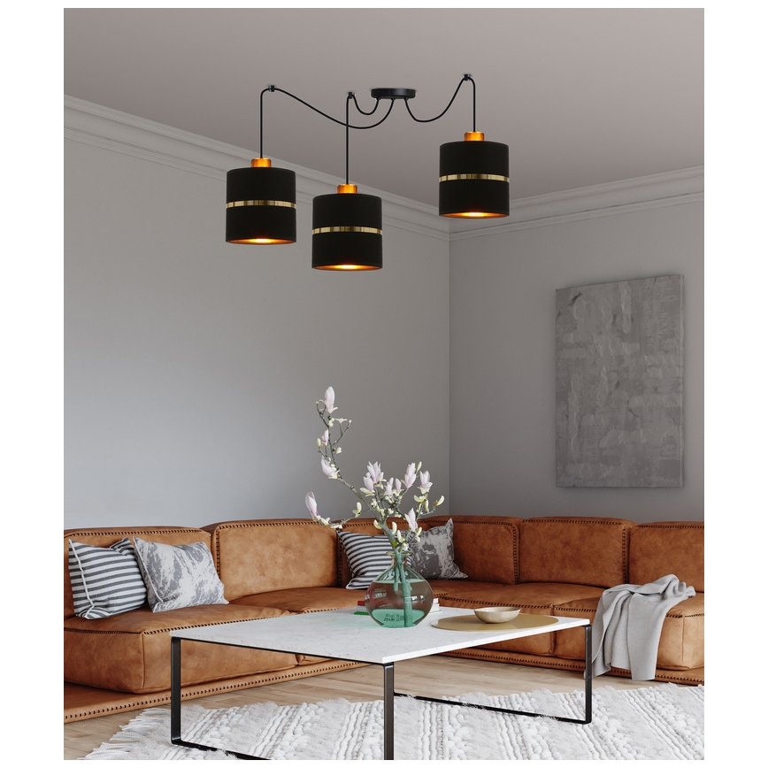 Hanglamp aan een koord ASSAM 3xE27/60W/230V zwart