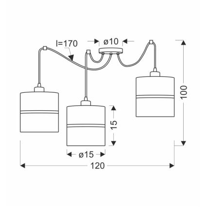 Hanglamp aan een koord ASSAM 3xE27/60W/230V zwart