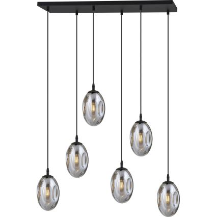 Hanglamp aan een koord ASTRAL 6xE14/10W/230V zwart/gerookt