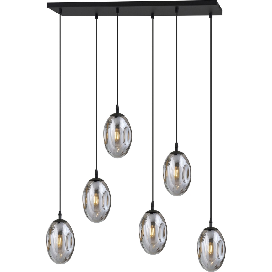 Hanglamp aan een koord ASTRAL 6xE14/10W/230V zwart/gerookt