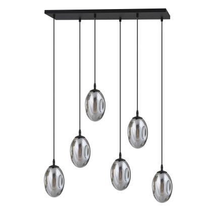 Hanglamp aan een koord ASTRAL 6xE14/10W/230V zwart/gerookt