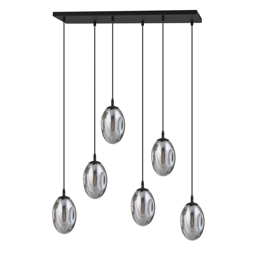 Hanglamp aan een koord ASTRAL 6xE14/10W/230V zwart/gerookt