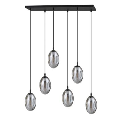 Hanglamp aan een koord ASTRAL 6xE14/10W/230V zwart/gerookt