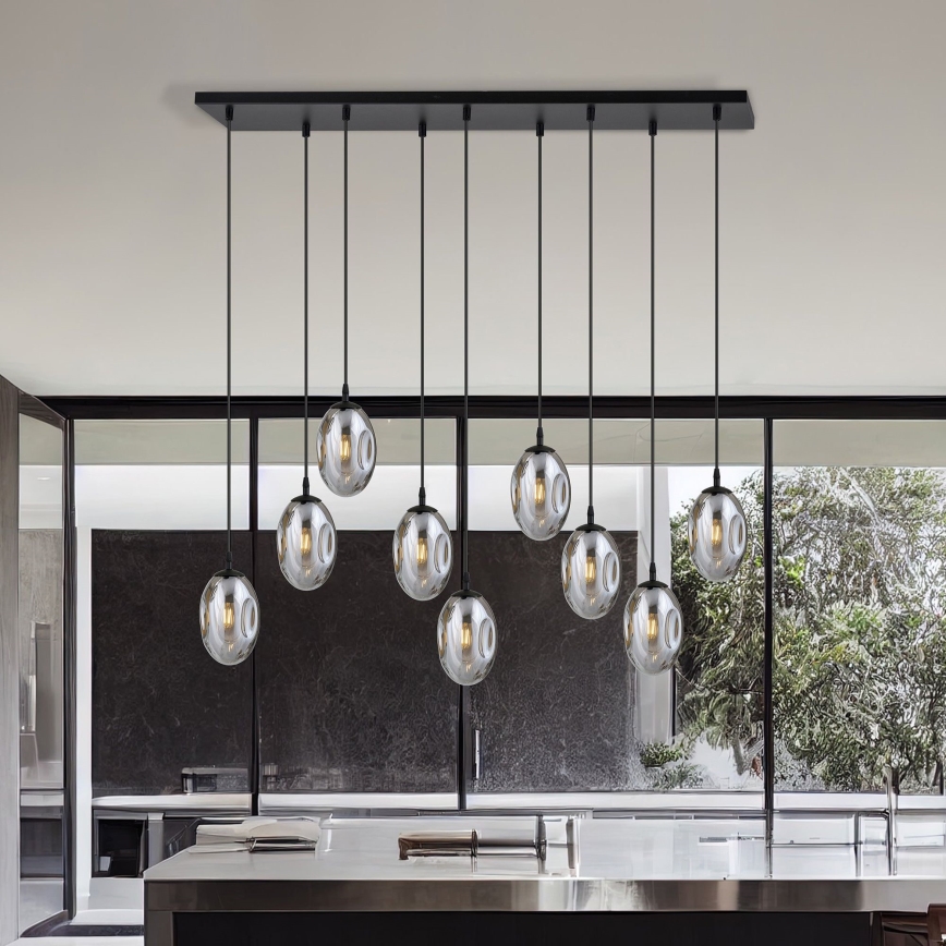 Hanglamp aan een koord ASTRAL 9xE14/10W/230V zwart/gerookt