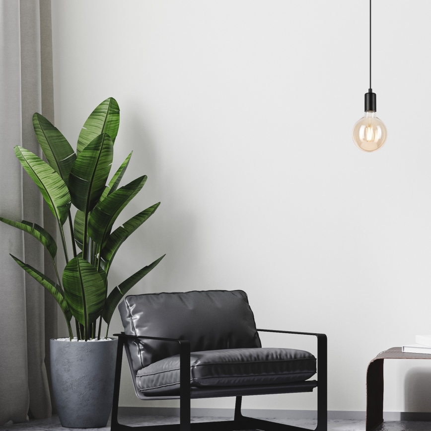 Hanglamp aan een koord ASTRID 1xE27/60W/230V mat zwart