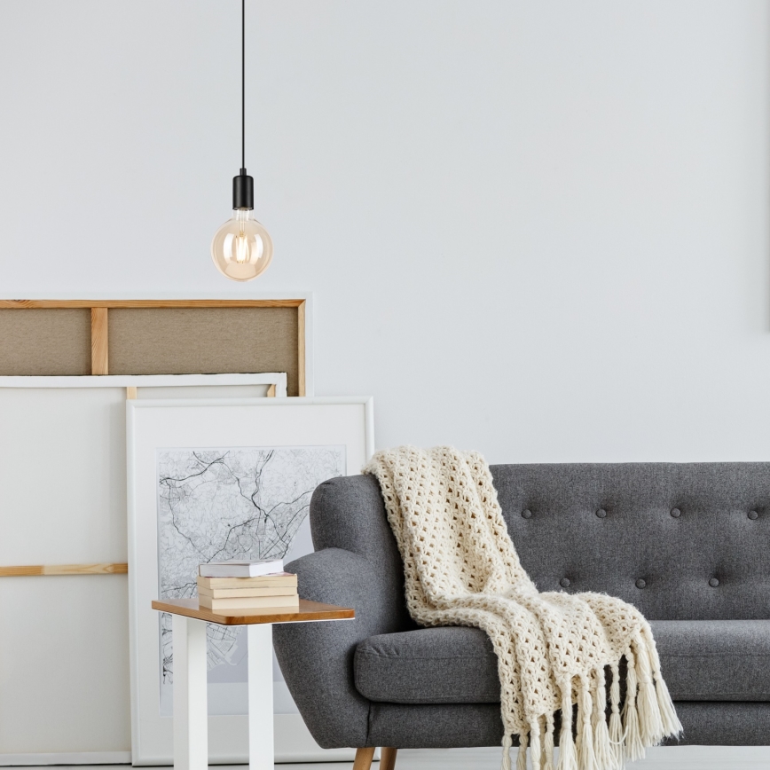 Hanglamp aan een koord ASTRID 1xE27/60W/230V mat zwart