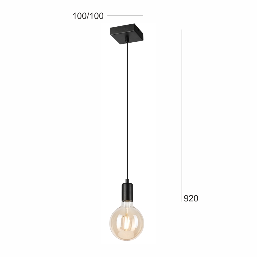 Hanglamp aan een koord ASTRID 1xE27/60W/230V mat zwart