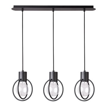 Hanglamp aan een koord AURA 3xE27/60W/230V zwart