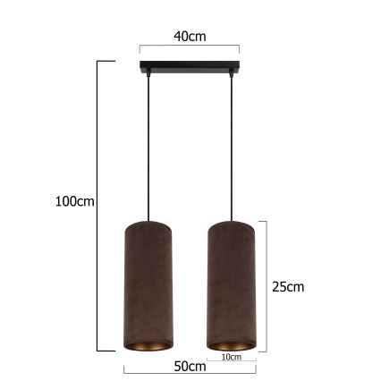Hanglamp aan een koord AVALO 2xE27/60W/230V bruin