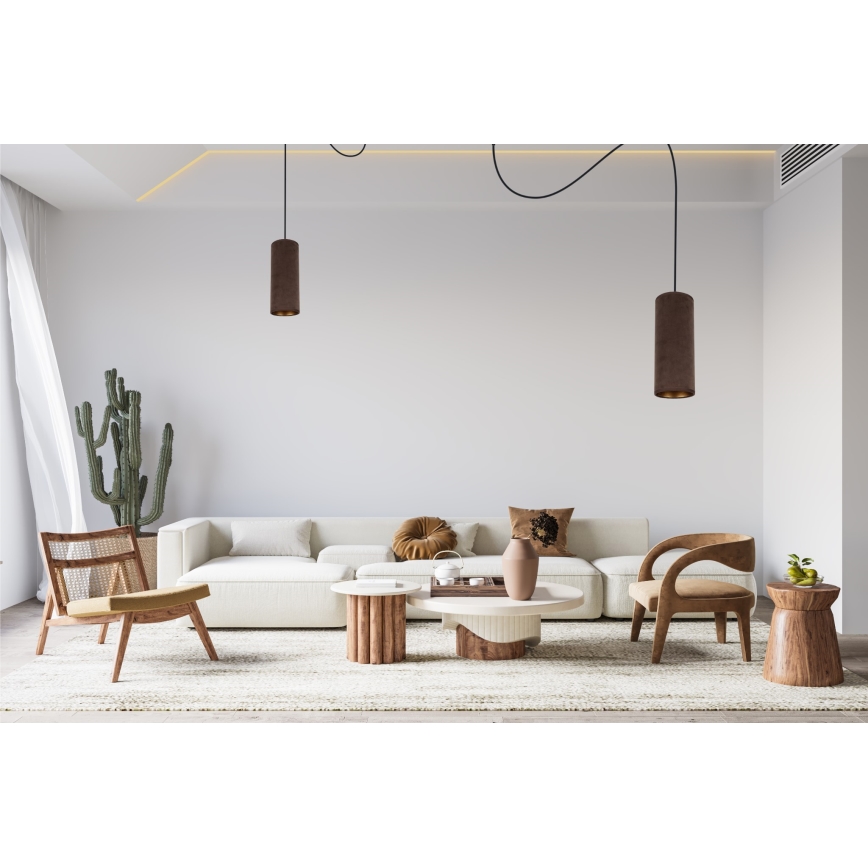 Hanglamp aan een koord AVALO 2xE27/60W/230V spin bruin/koper