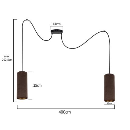 Hanglamp aan een koord AVALO 2xE27/60W/230V spin bruin/koper