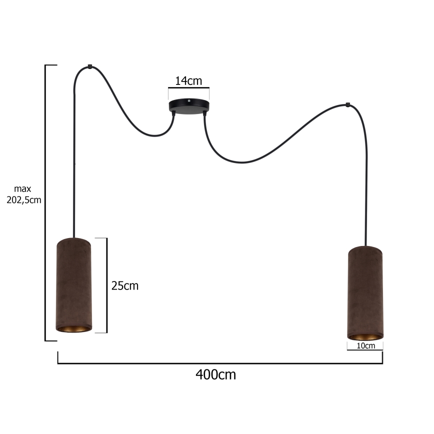 Hanglamp aan een koord AVALO 2xE27/60W/230V spin bruin/koper